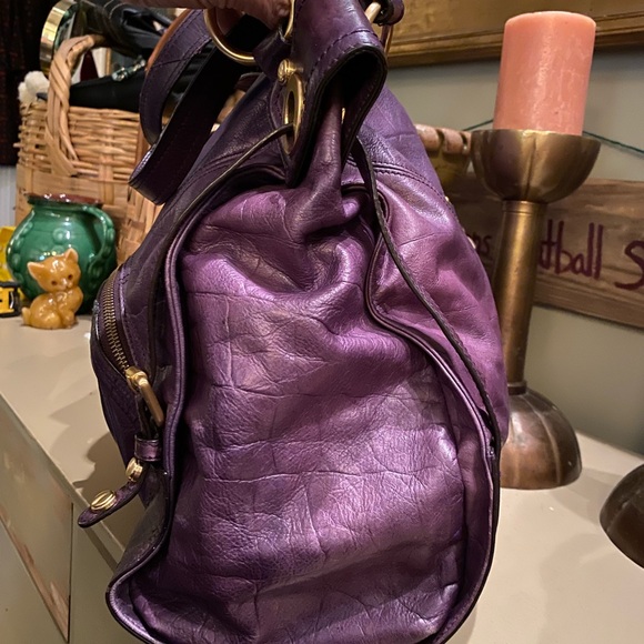 B. Makowski Purple Leather Large Tote - Picture 6 of 14